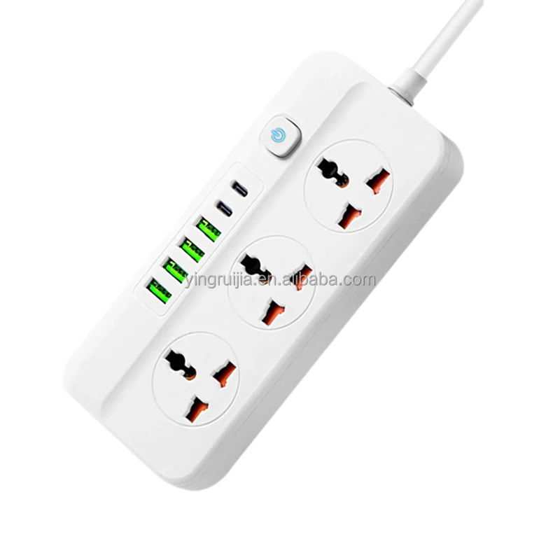 Factory wholesale Universal power strip power socke, Extension cord 3 Outlets with 6 USB port, British Multi socket power strip
