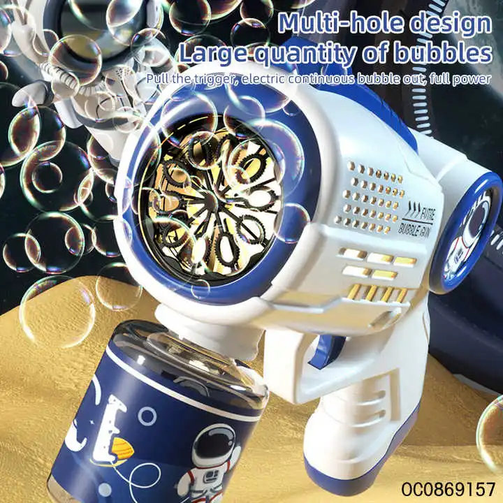 2024 Multi holes kids 90ml bubble water space bubble gun for sale with led light