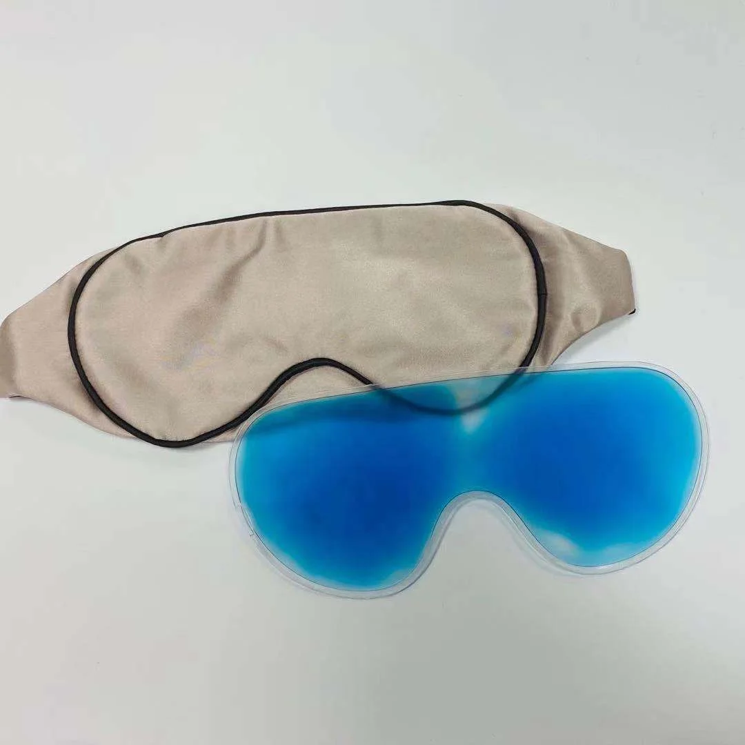 OEM RPET Silk Satin Cooling Customized Sleeping Eye Mask With Gel Ice Pad