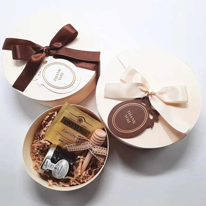 Wedding Return Gift Light Red Butterfly Knot Ribbon Round Tin Wedding Candy Box