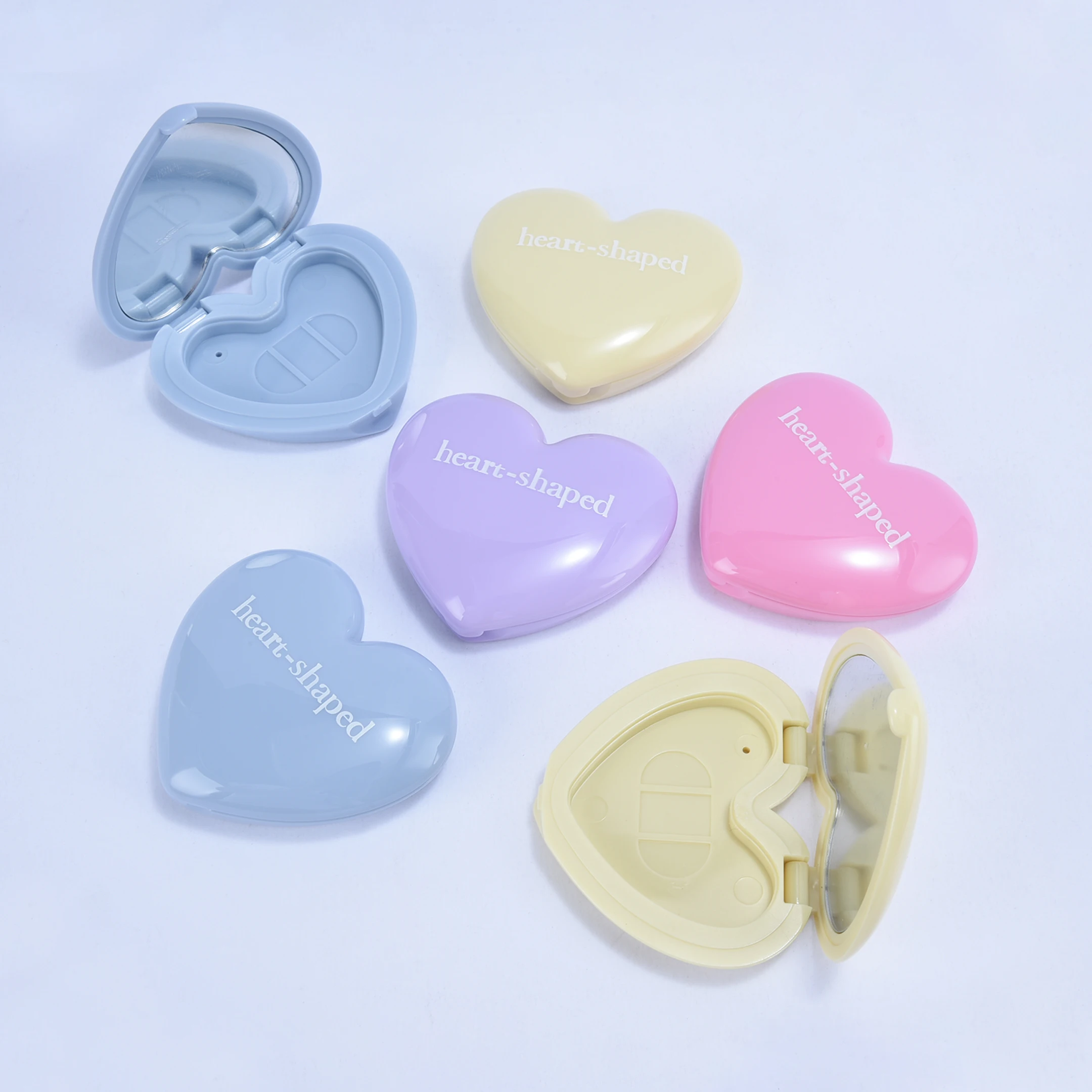 high quality heart shape empty makeup powder palette packaging mini single shiny eyeshadow palette