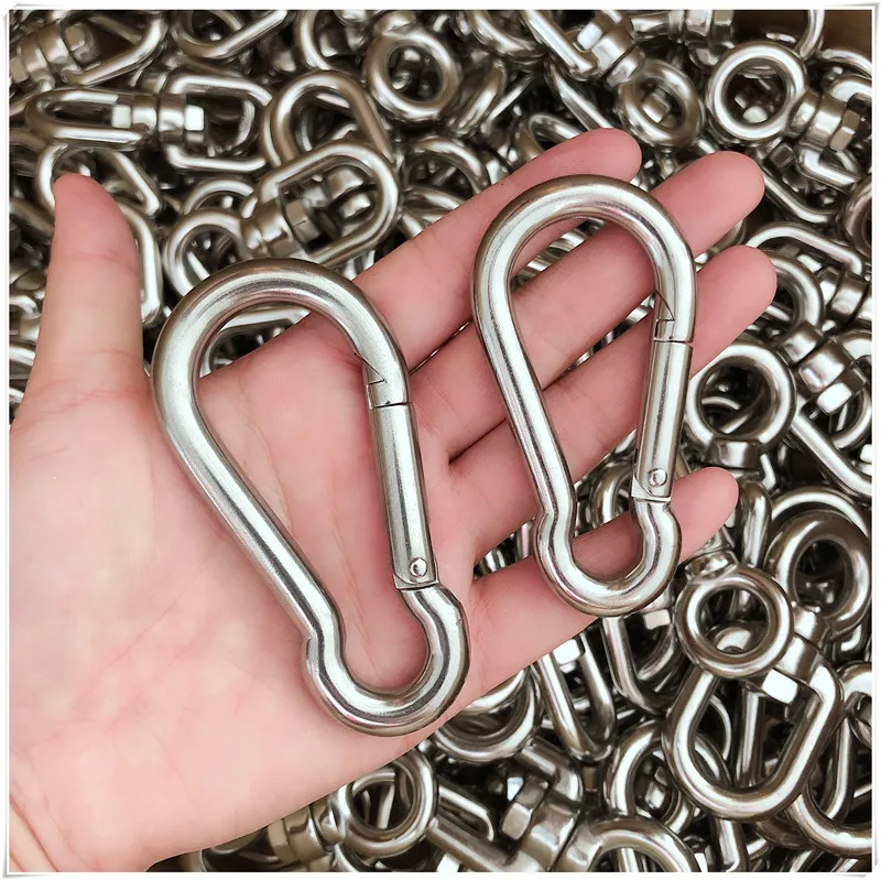 Wholesale Factory Price Stainless Steel 316 Carabiner Belt Spring Buckle Safety Insurance Keychain Hook Safety Rope