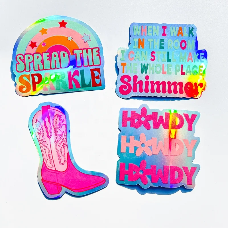 OEM ODM Custom Sticker Printing Die Cut Decal Stickers Hologram Laser Vinyl Waterproof Anime Cartoon Holographic Stickers