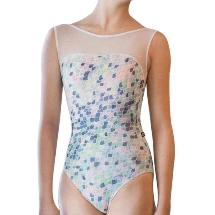 Wholesale mesh dance leotard costume Sleeveless Sublimation Ballet Leotard Ballet Dancewear