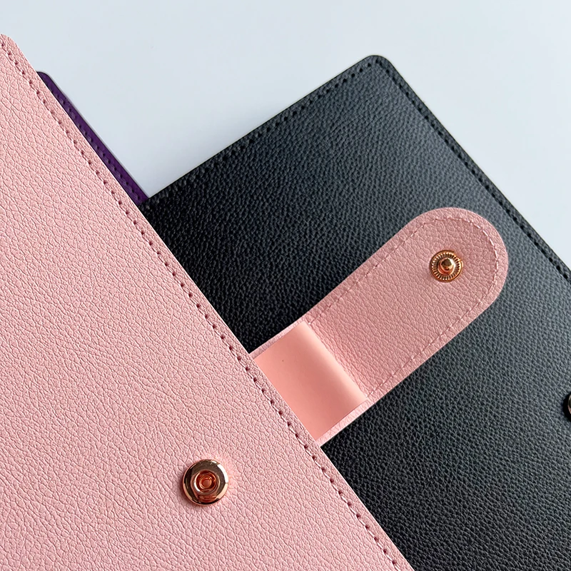 Customized PU Leather Hardcover Diary 2023 Custom logo HP  Classic planner cover with buttons