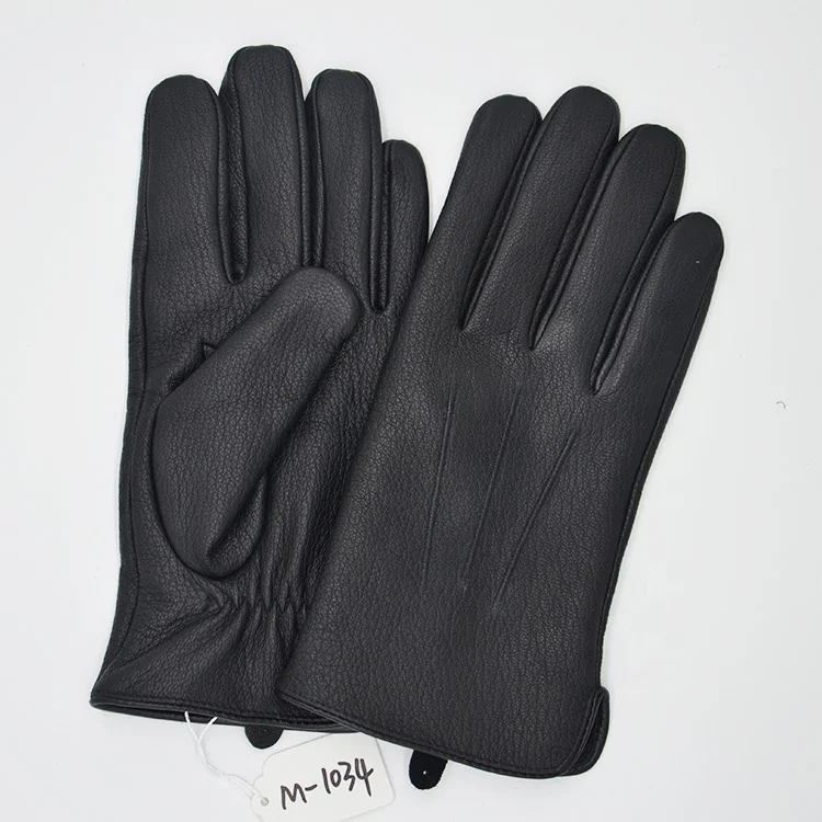 Direct Factory Winter Warm black grey touch screen Cabretta Men Leather Gloves