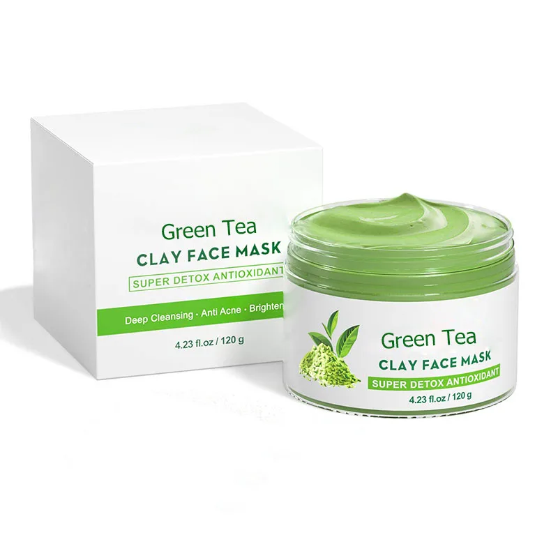 Private label natural bentonite kaolin deep pore cleansing brightening green tea clay mask