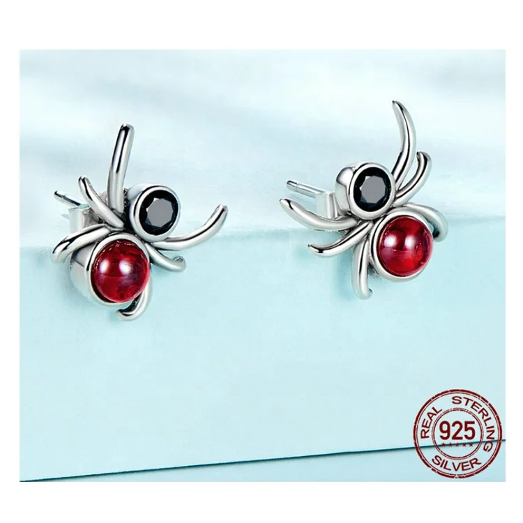 Gaby spider 925 sterling silver earrings jewelry for women ear stud for Halloween fine jewelry earrings