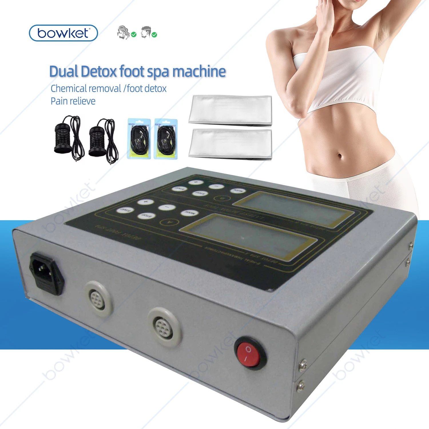 BOWKET Premium Ionic Detox Foot Spa Machine with Infrared Belt for Full Body Cleansing, Home Use, and Massage Therapy