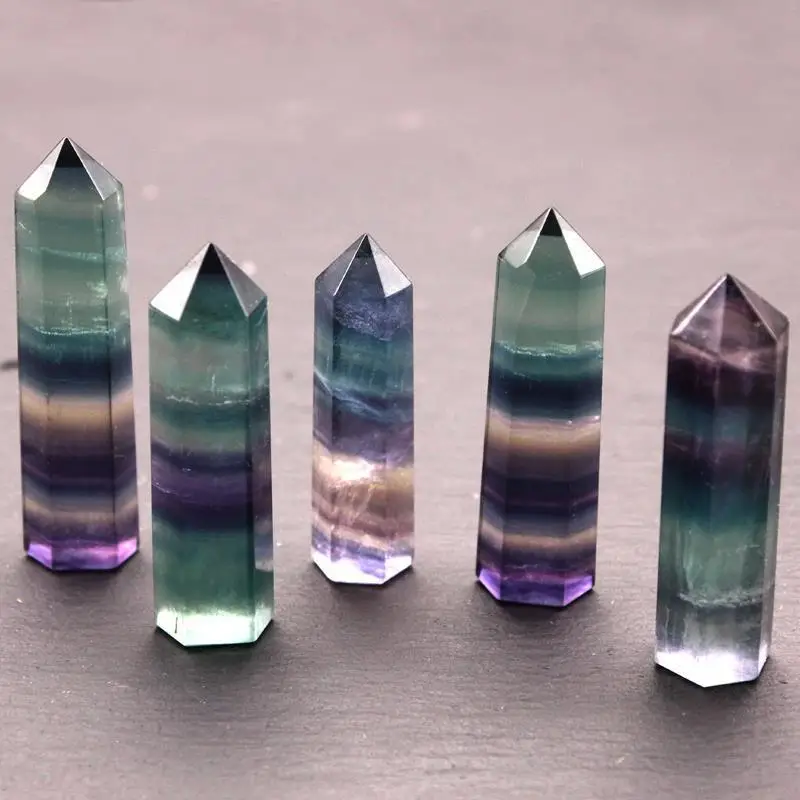 Folk selling Hand Wands Column Shui reiki Diy Natural Single Point quartz flower green stone Crystal wand healing Crystal wand
