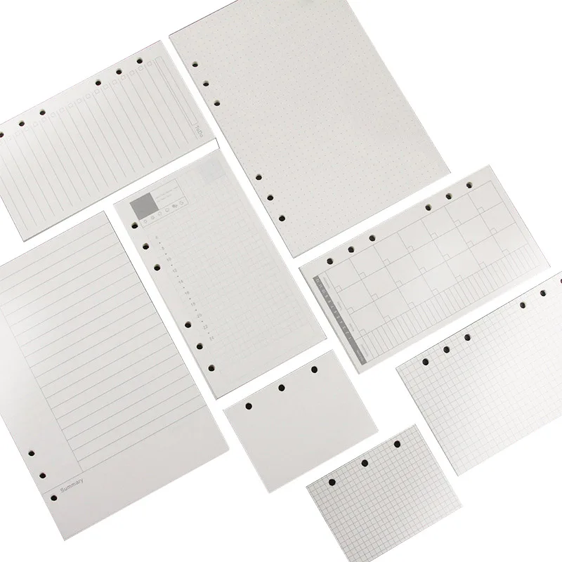 A4 A5 A6 A7 B5 Insert Refills 6 Holes Loose Leaf Ring Binder Inner Core 100g paper pages for journal dairy day planner notebook