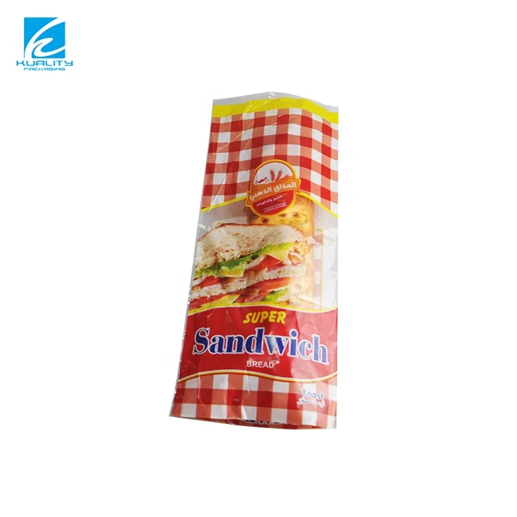 Custom Printed Reusable Flat Bag Plastic Packaging Toast Bread Bag With Tie