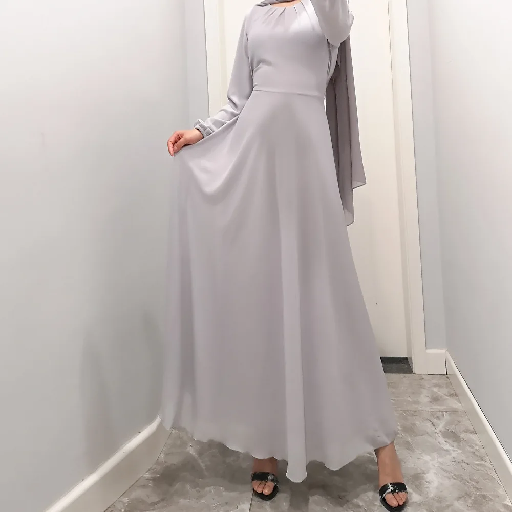 Newest Dubai Elegant Satin Clothes Eid Dresses for Muslim Girl Women Muslim Dresses Islamic Clothing Abaya