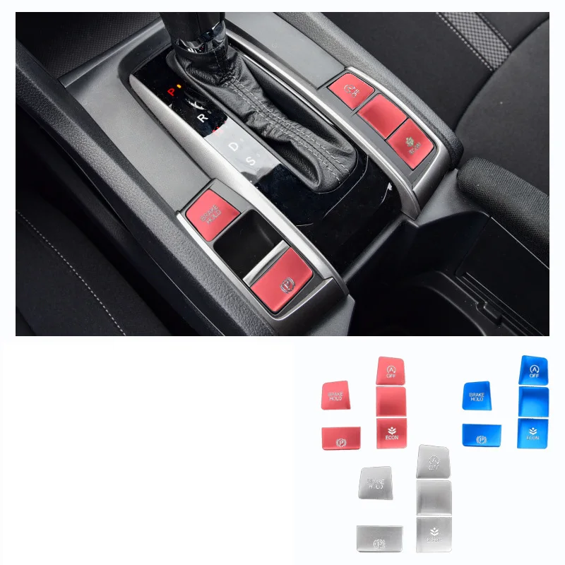 car button sticker for honda civic 2016-2021 1oth engine start stop button window lifter switch kit electronic handbrake cover