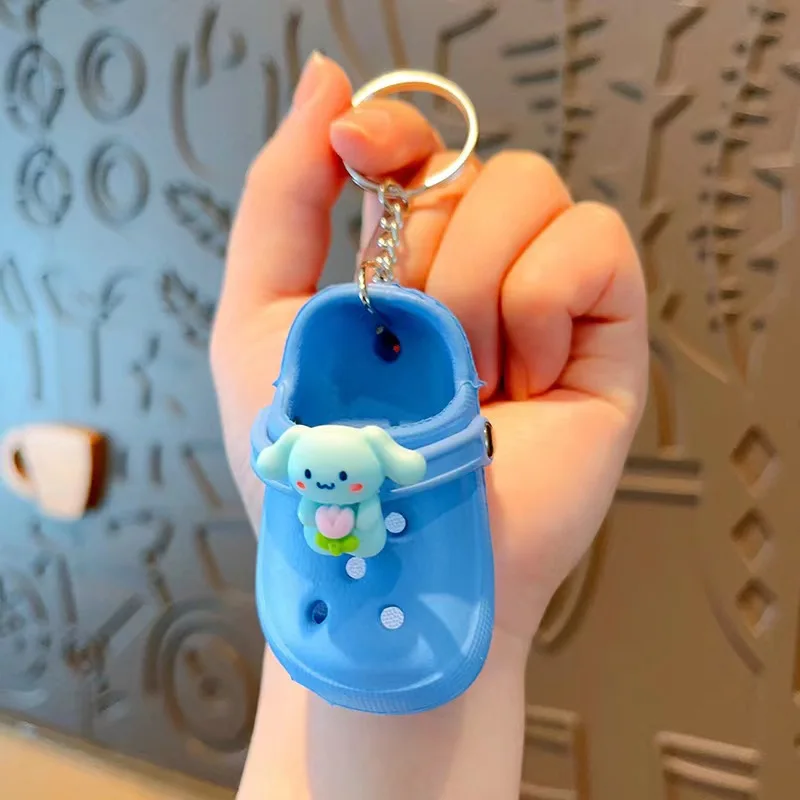 Wholesale Lovely 3D mini eva Plastic sandal key chain Foam hole sandal slipper Beach shoe keychain