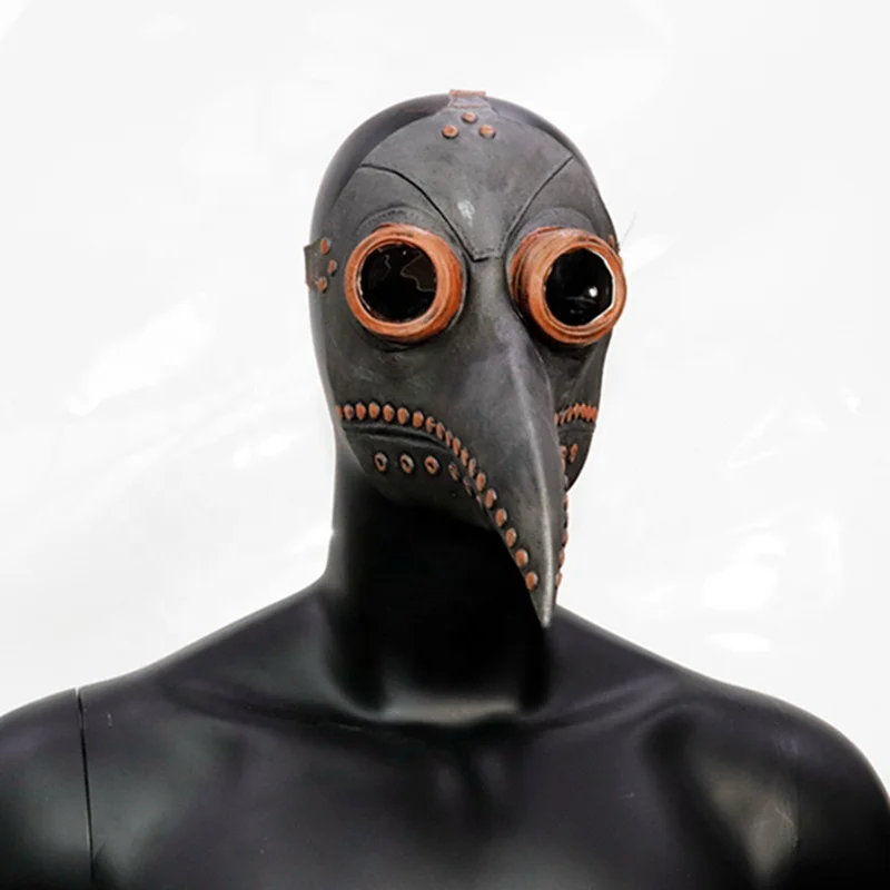Halloween Vintage Long Nose Side Birdman Full Face Mask Steampunk Party Supplies, Horror Props Masquerade Medieval Plague Doctor