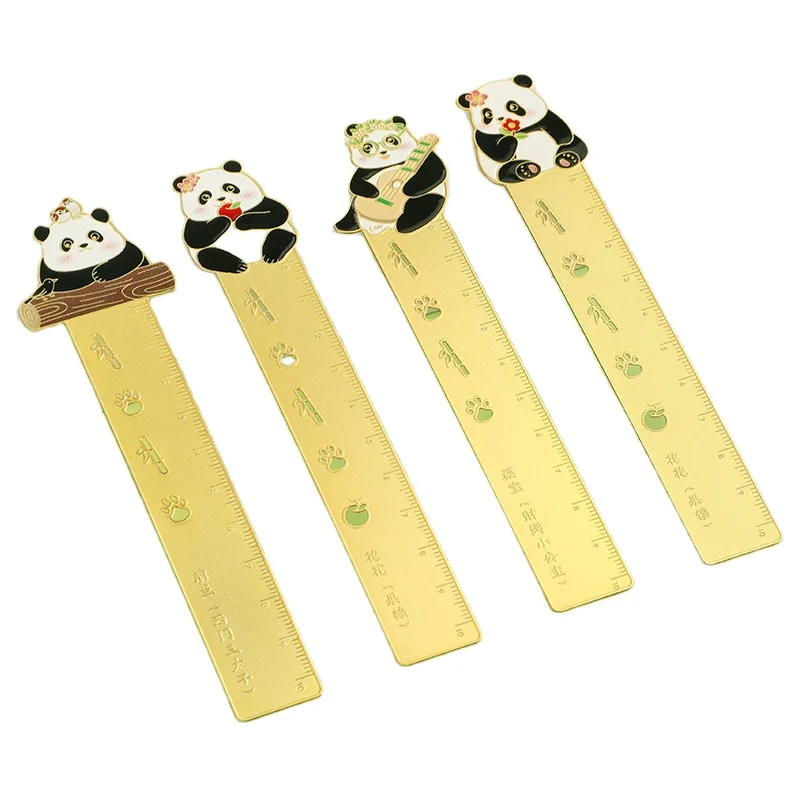 Metal Bookmark with Laser Logo Blank Metal Brass Alloy Bookmark Tassels Book Panda Metal Ruler Bookmarks