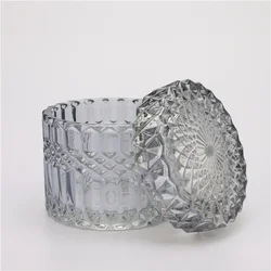 2021Wholesale 200ml Matte Black White Clear Iridescent Other Candle Holders Luxury Glass Candle Jars with Lid in Bulk