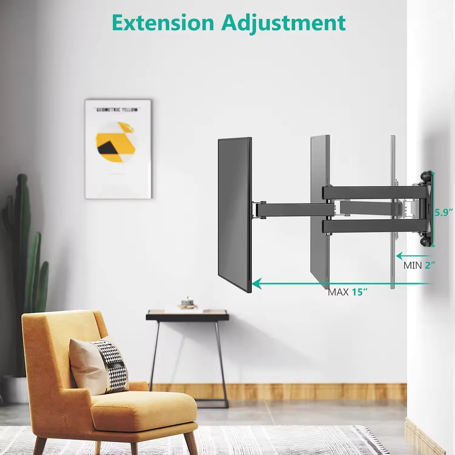 Wall Mounted Monitor Holder Universal VESA Adjustable 15 Inch Extension Arm Tilting Swivel TV Stand Bracket