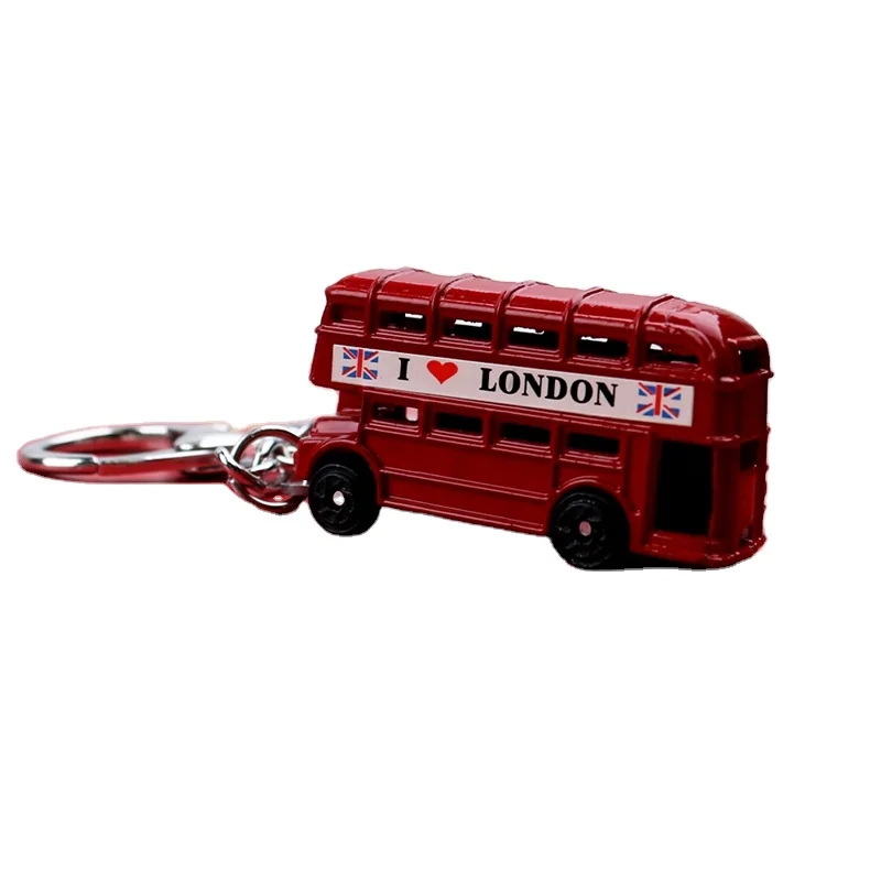 Wholesale Creative Souvenirs Pendants Uk Travel Commemorative Gifts Double Decker Bus Metal Keychains