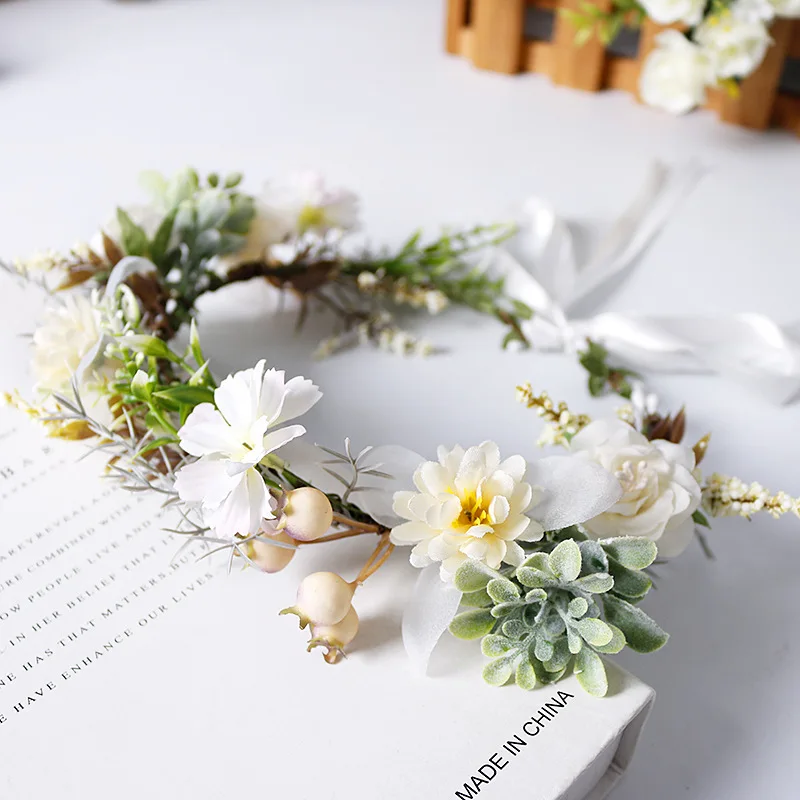 
Garland hair hoop fresh simulation garland bohemia vacation woven rattan garland photography bridal hair accessories wholesale 
