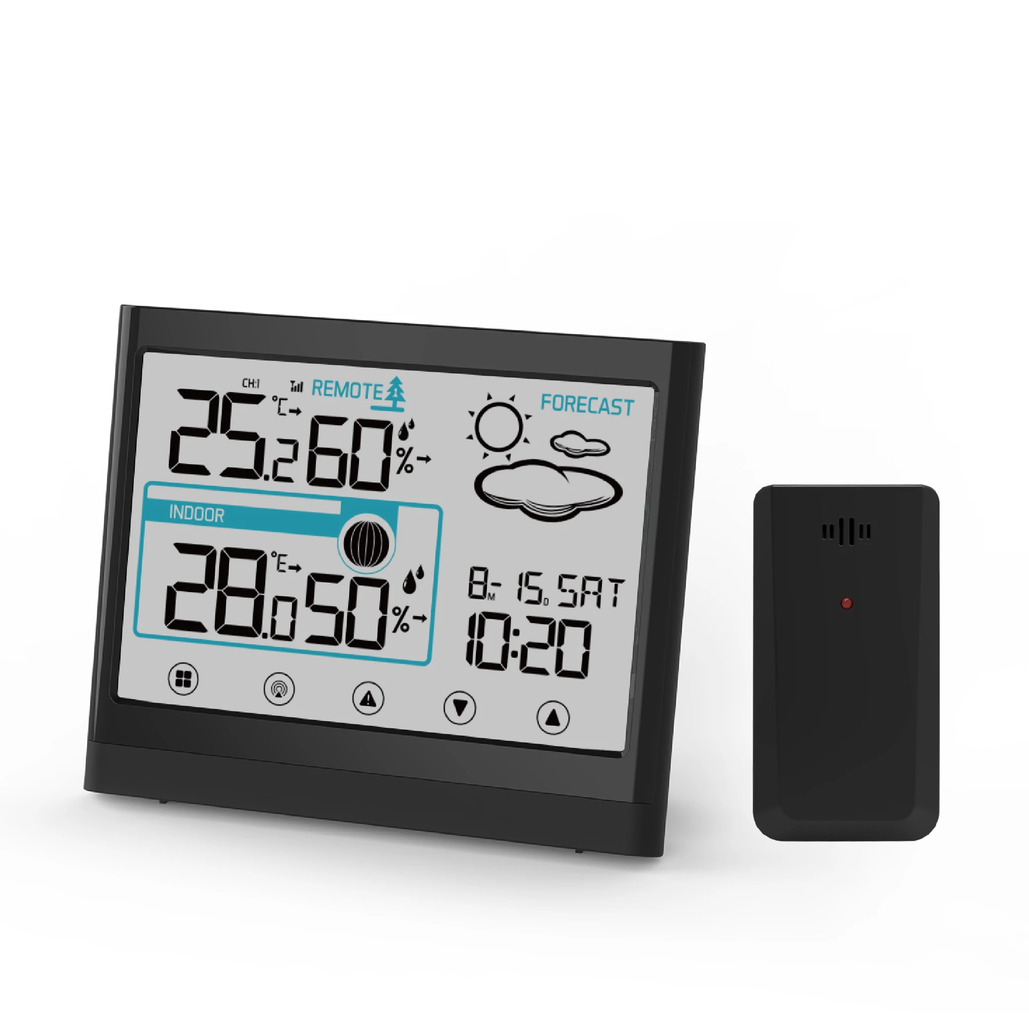 Wireless Weather Station Clock Temperature Sensor ABS Geometric Professional Kitchen Clock Digital Europe with Indoor Outdoor