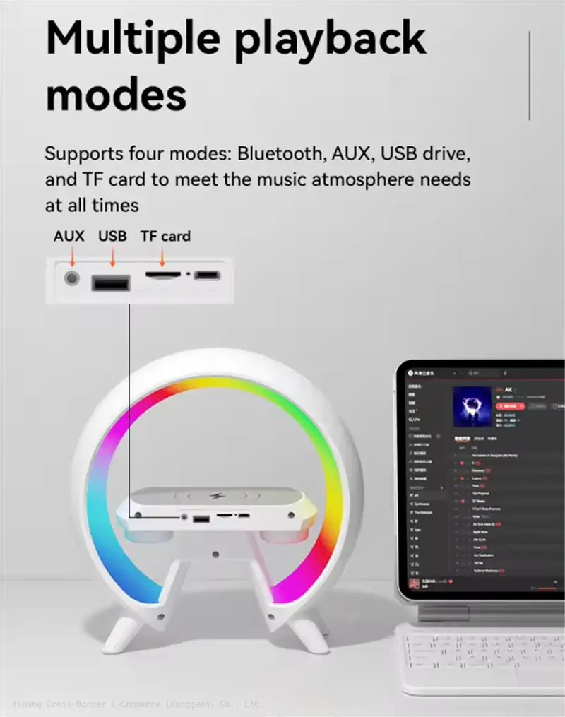 Hot Sale G6 Portable Wireless Music Speaker Bluetooths Mini TWS HIFI Desktop Speaker with 15W Fast Wireless Charging Function