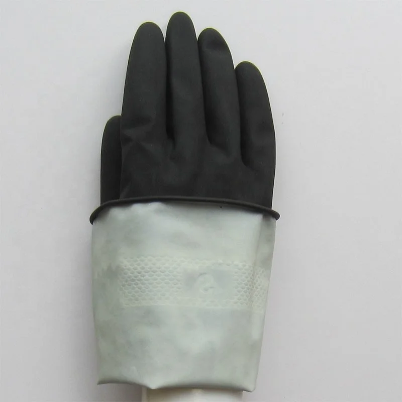 PPE gloves Black Industrial Latex Rubber Gloves man using gloves