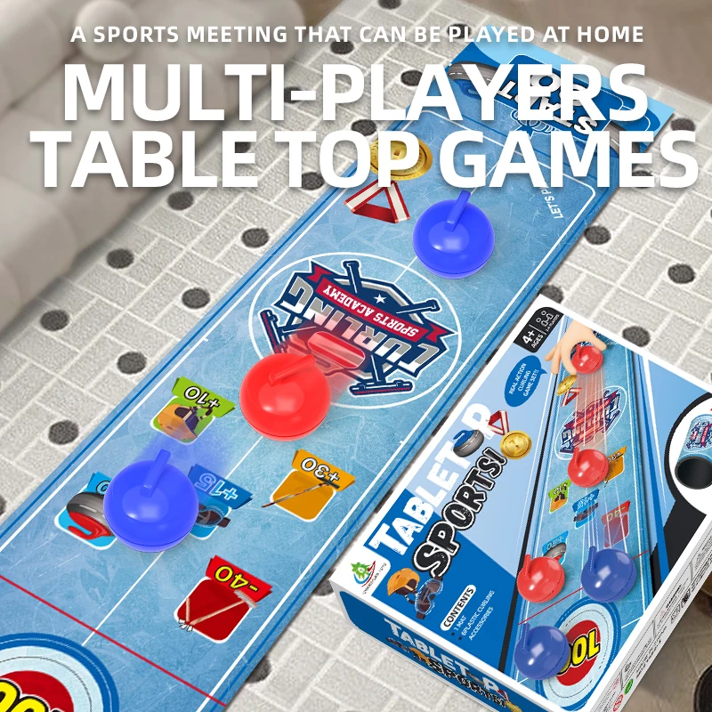 2024 NEW Portable Indoor Shuffleboard Table Game Tabletop Curling Game and Family Fun Shuffleboard Pucks Gifts for Kids Adults