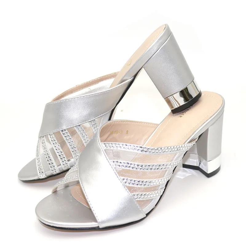 Italian Women High Heel Shoes Wedding Sandals Lady Party High Heels Slippers Dress Shoes Bridal Shoes Sinyafashion Crystal PU