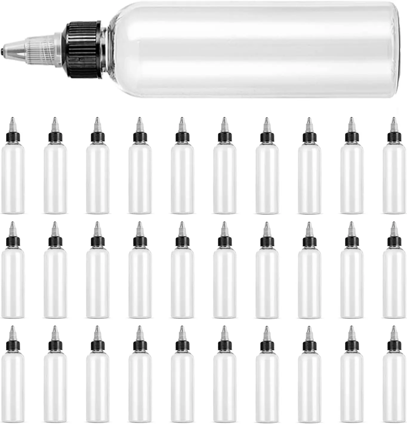 Empty 30ml 60ml 100ml 150ml Transparent plastic Hair Oil Squeeze Applicator Packaging Bottle With Twist-open Dispensing Cap