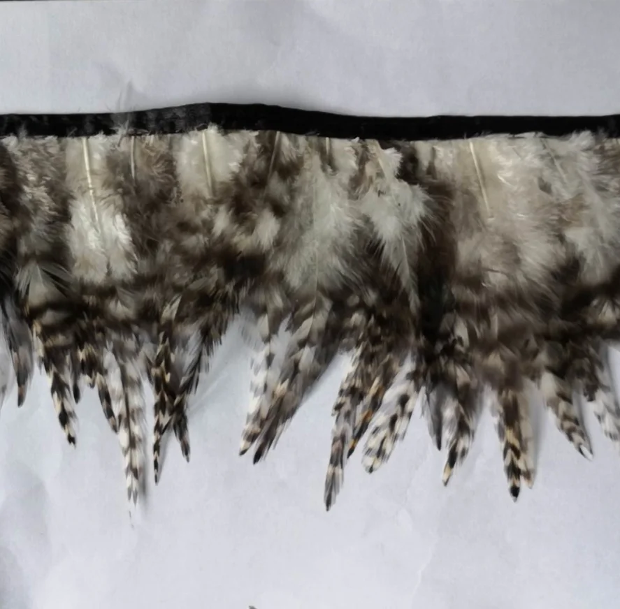 China feather factory wholesale Natural grey Grizzly Rooster Saddle feather trim Fringe