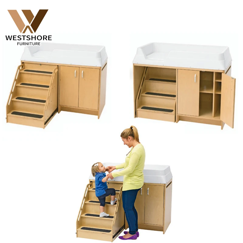 Daycare Center Kindergarten Baby Changing Table Children Preschool Furniture Sets Nursery Infant Diaper  Nursery Changing Table