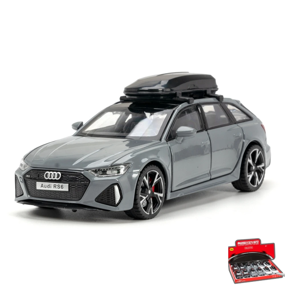1:32 Audi RS6, миниатюрная модель игрушечного автомобиля из сплава, звуковая и световая дверь, открываемая коллекция, подарок для детей, мальчиков и детей