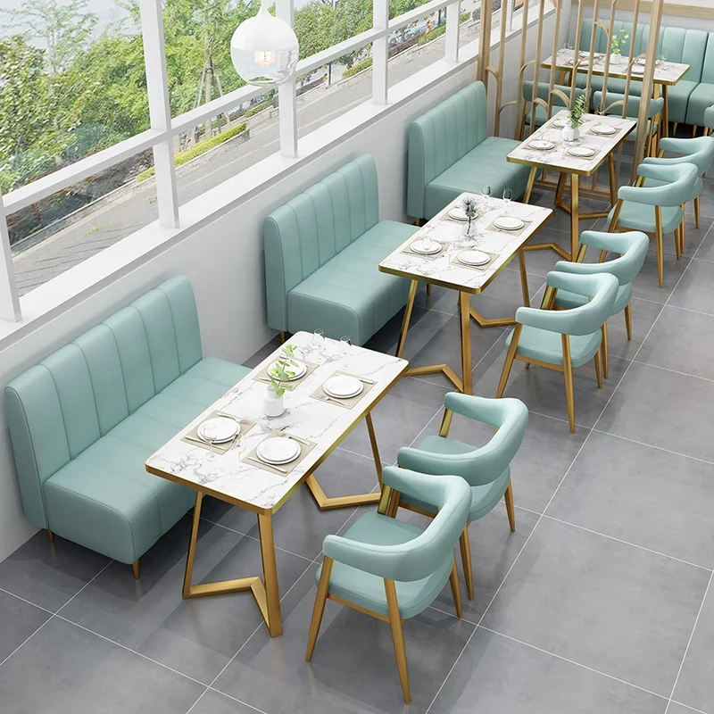 Popular Modern Durable Metal Marble Commercial Hotel Furniture Cafe Restaurant Table and Chair Furniture Set