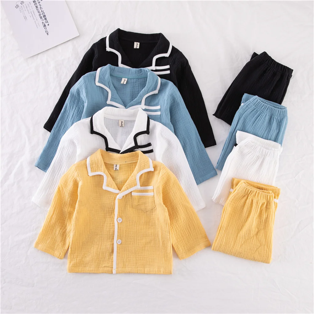 
clothing manufacturers kids clothing baby Solid color home clothes pajamas set 