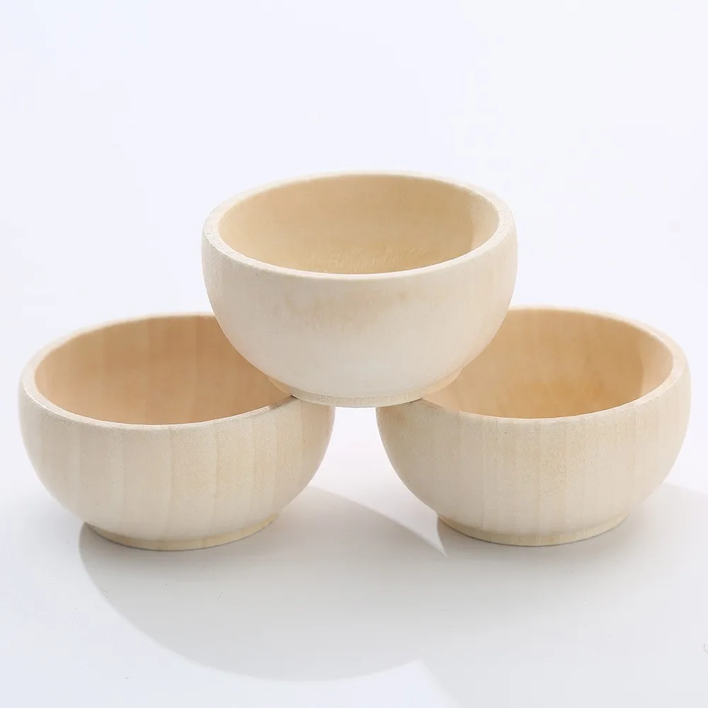 Wholesale natural wooden small bowl kids handmade diy painting toys home decoration