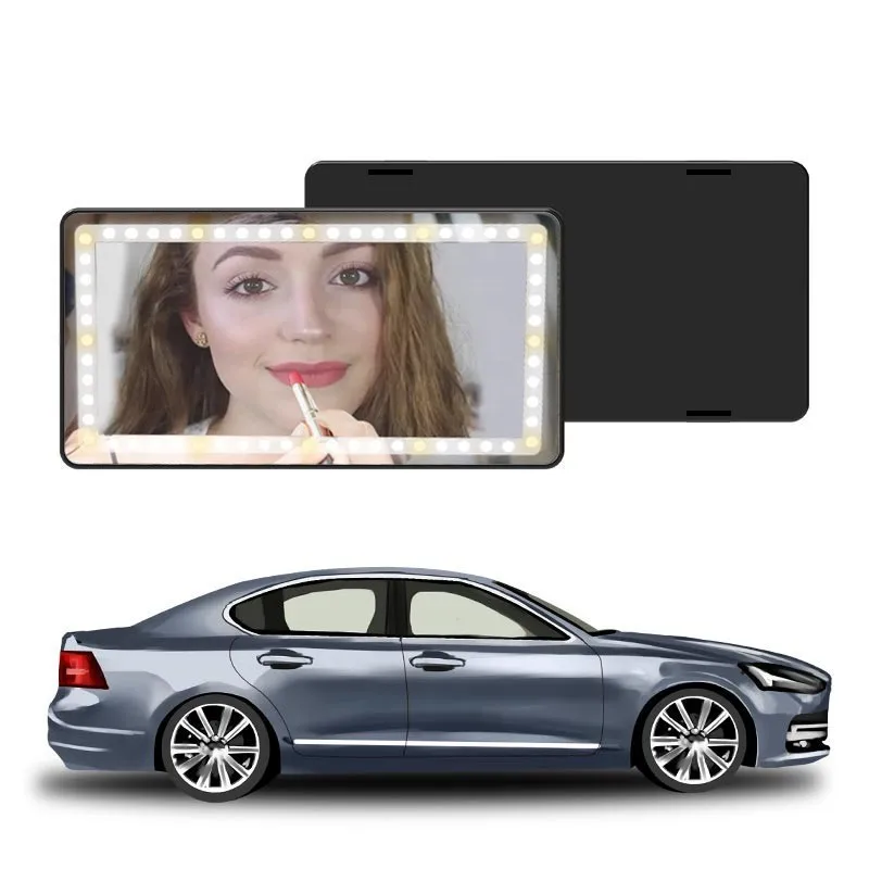 Rechargeable Makeup Car Visor Mirror Vanity Mirror LED Light Strips High Definition Touch Switch Universal LED Cosmetic Mirror