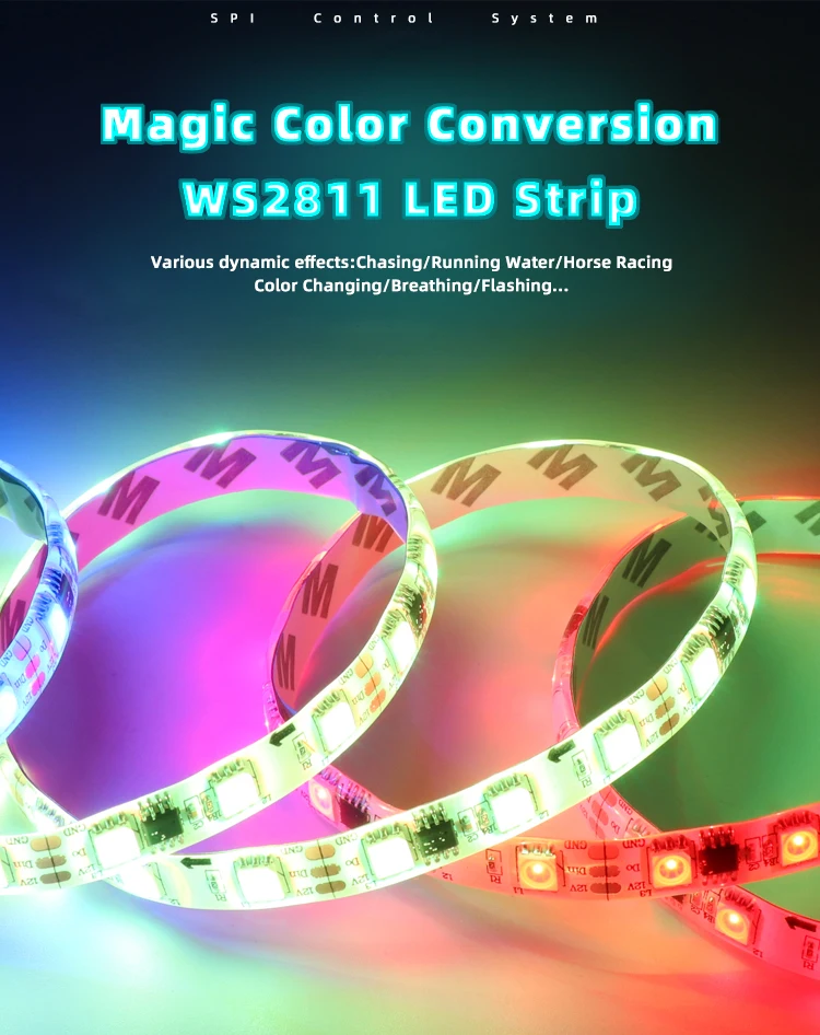 Full Dream Color Addressable Controller 60led/m 12V 24V RGB RGBW WS2811 LED Strip With Decoration