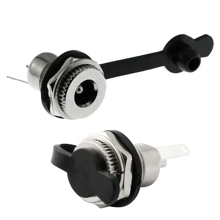 5.5x2.1mm Screw Threaded Female Panel Mount DC Jack Power Socket Connector Adapter