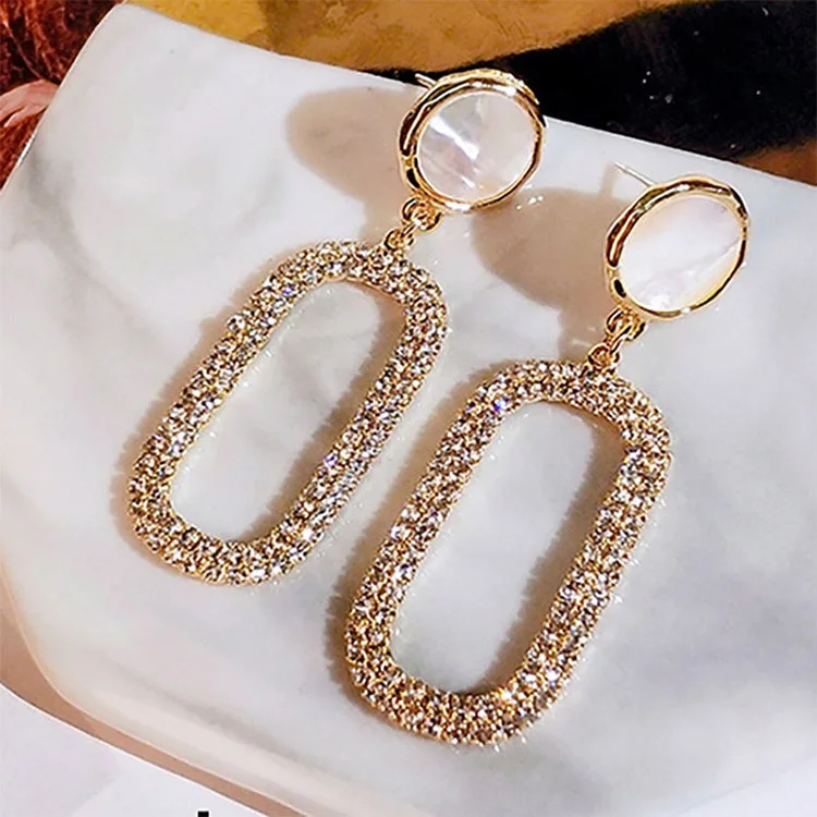 
2021 fashion wholesale Yiwu jewelry square diamond woman earrings 