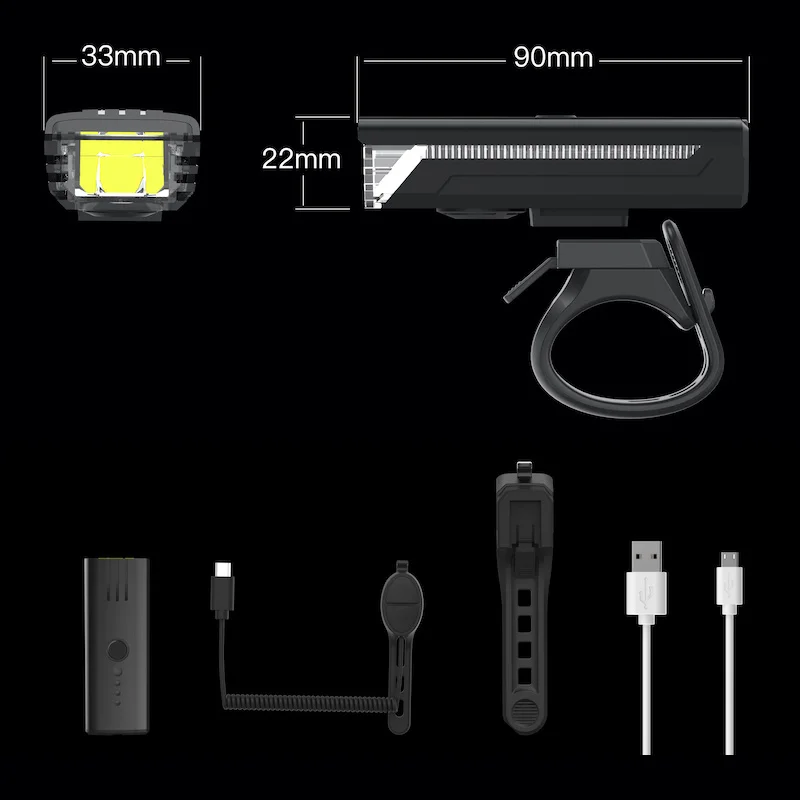 2022 High power 1000lumen USB Rechargeable Waterproof Aluminum Material 4 LED MODES bicycle lights with horn