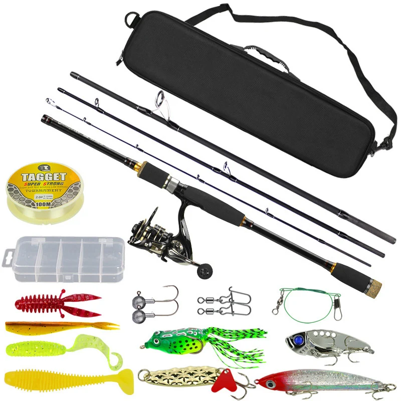 WeiHe 17pcs Fishing Rod And Reel Combo 1.8m 2.1m Rod Spinning Reel Lure Line Accessory Set