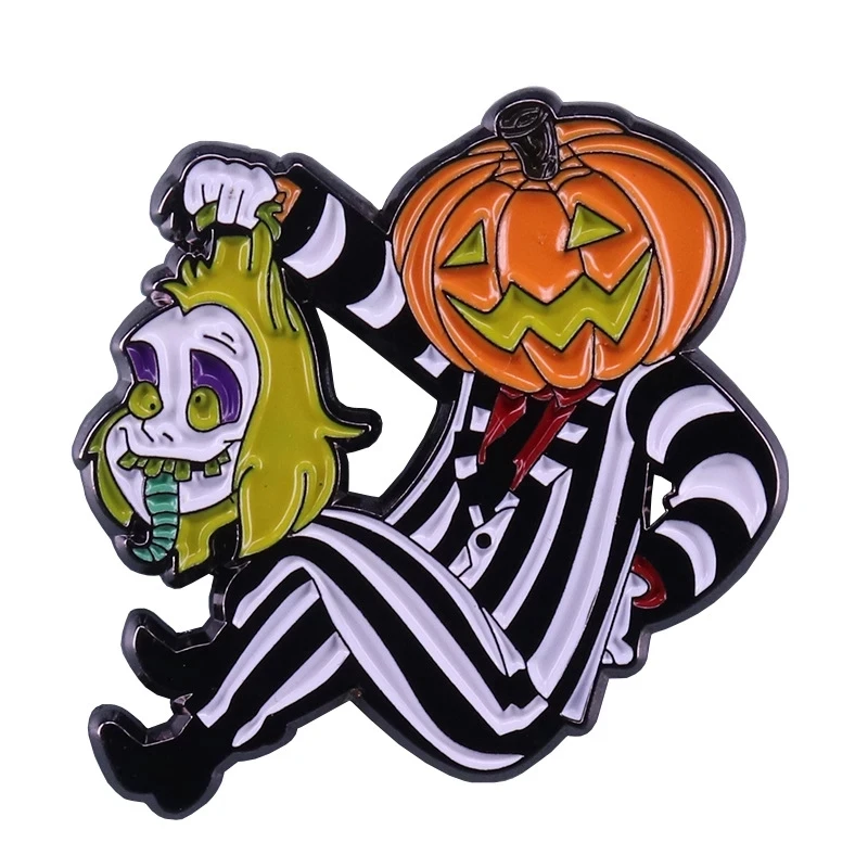 Factory Wholesale Metal Badge Skulls Ghost Pumpkin Enamel Brooch Funny Halloween Devil Clothes Bag Cartoon Lapel Pins
