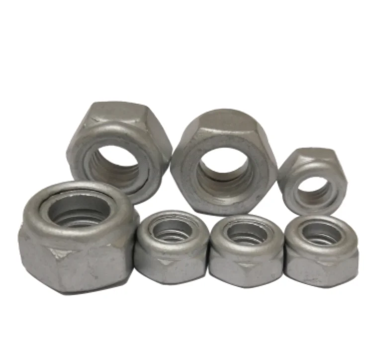 Dacromet plated Nylon insert lock nuts DIN985 Nylon Insert Lock Nuts Carbon Steel Dacromet M15 Mechanical Galvanized Nylon Nuts