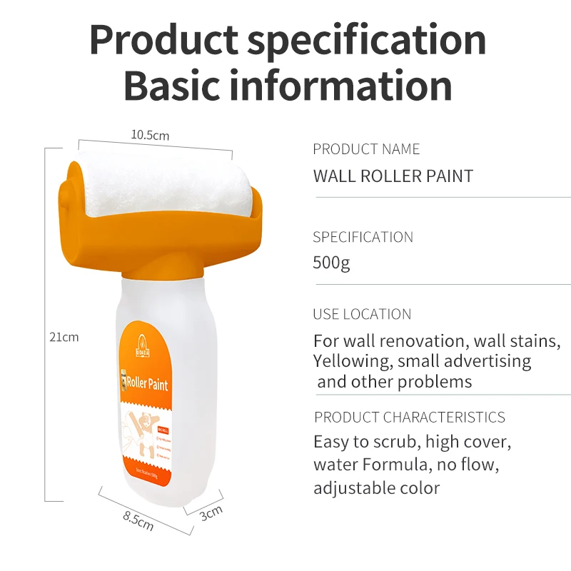New Wall Repair Roller Paint Touch Up Paint Roller Portable Household Paint Brush Waterproof DIY Renovation Wall Spackle Roller