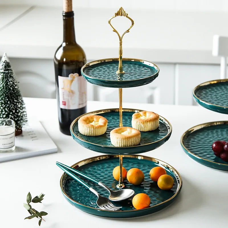 3 tier colorful ceramic plate dessert plates for wedding 2 level party plate