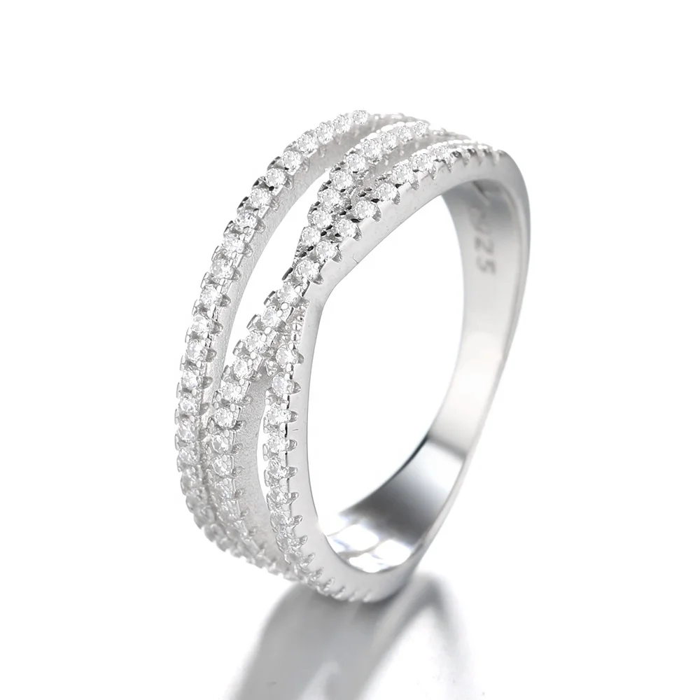 simple 925 Sterling Silver Gold Plated  Zircon CZ Ring Ladies