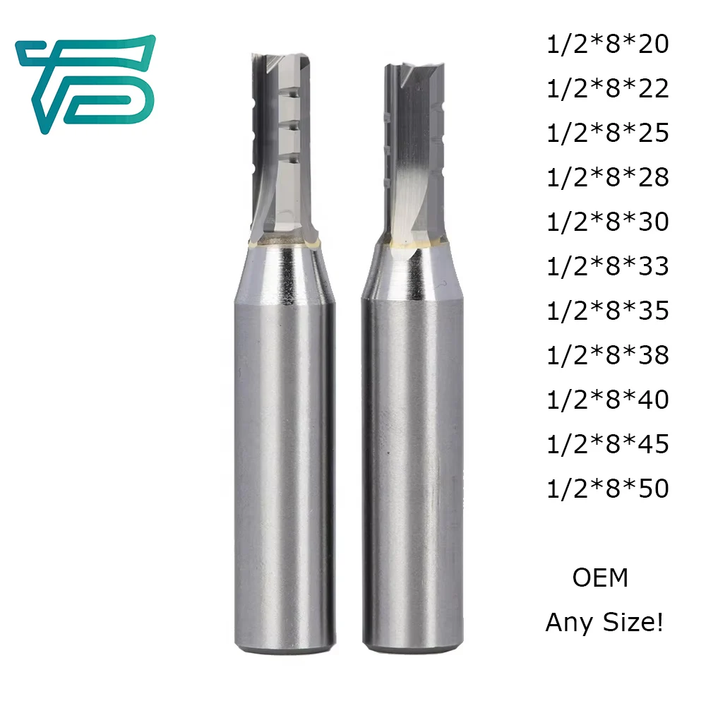 1/2*8*20 25 30 35 40 1/2 Inch Shank Arden Router Bits TCT 3 flutes Bit Roughing Straight Milling Cutter for CNC Woodworking Tool