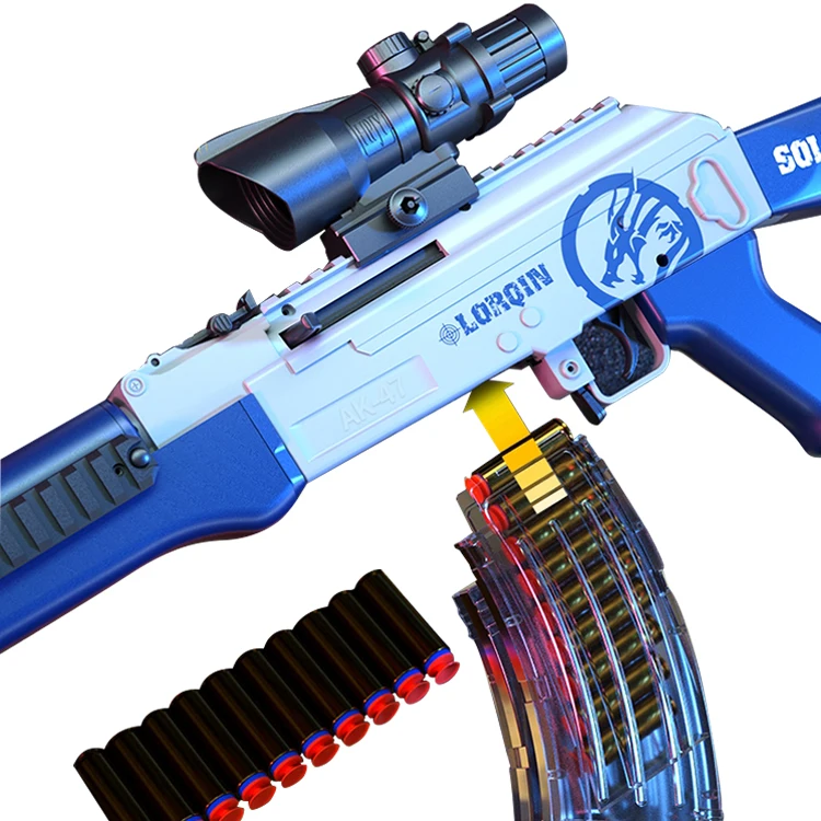 Hot selling boy shell ejection toy gun safety EVA shooting toy plastic bullet shell jumping soft bullet gun